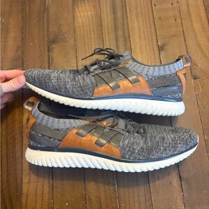 Cole Haan Grandmotion woven Knit  Sneakers - Gray with Tan leather accent 9.5